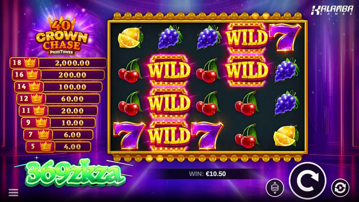 Tampilan visual slot 40 Crown Chase PrizeTower dengan simbol mahkota yang megah